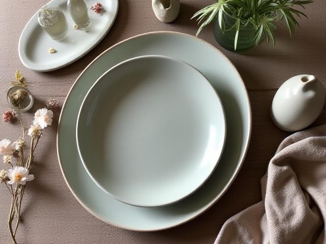 Handgefertigtes Keramik Geschirrset in erdigen Tönen